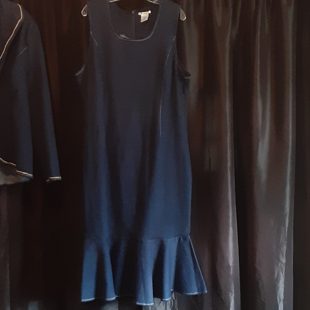 Two denim Dress out fit with Gold trimming